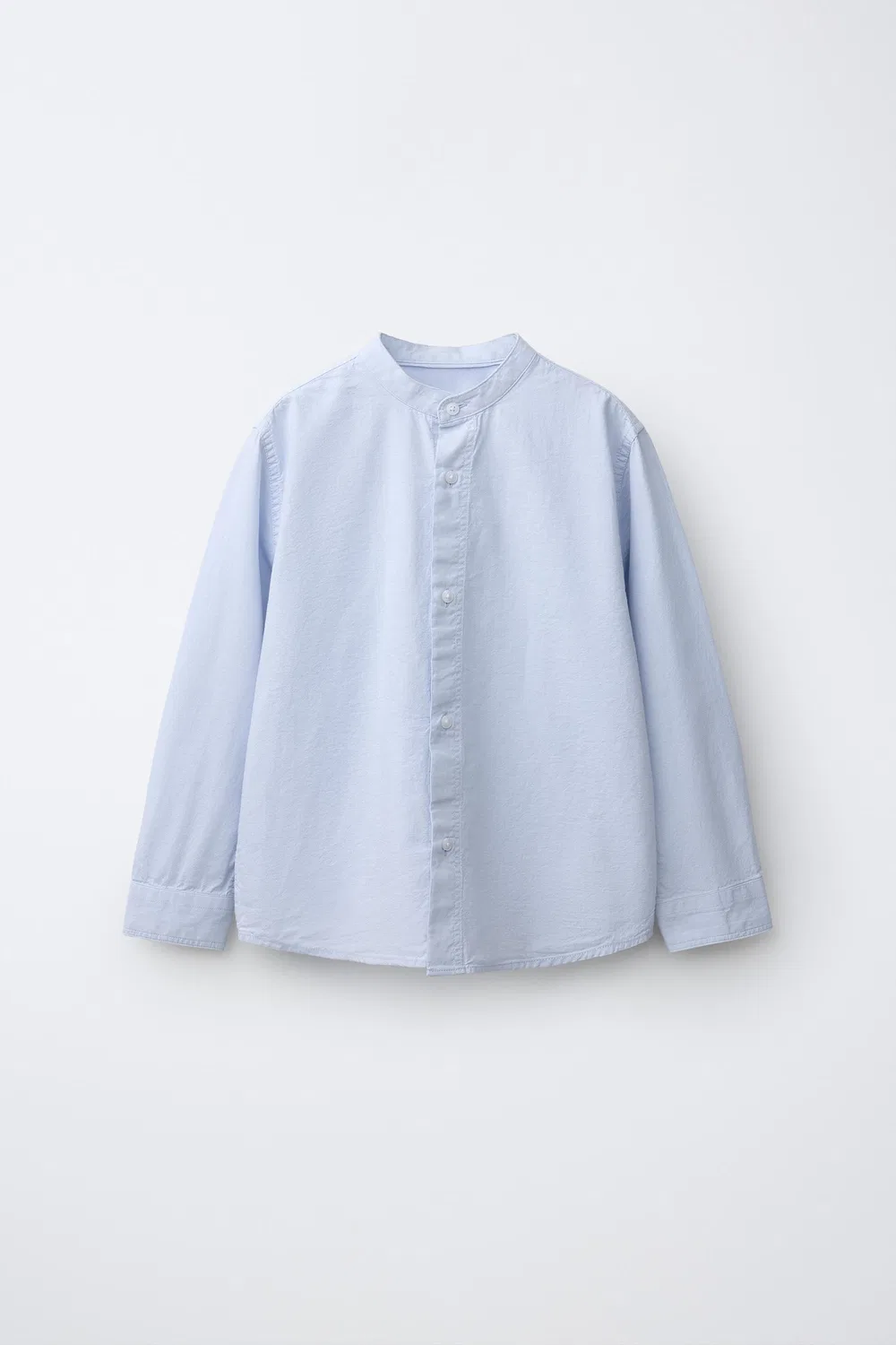 Рубашка со стоячим воротником из 100% хлопка. ZARA, Sky blue