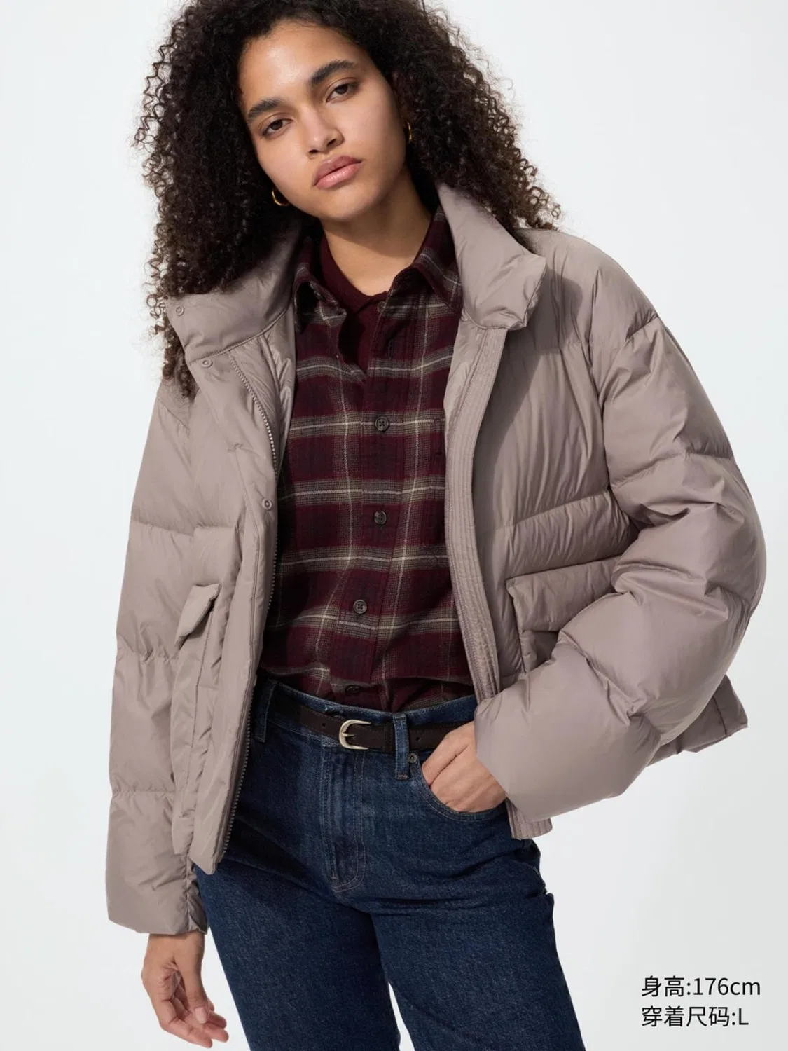 Куртка-пуховик женская мягкая ткань Uniqlo, розовый