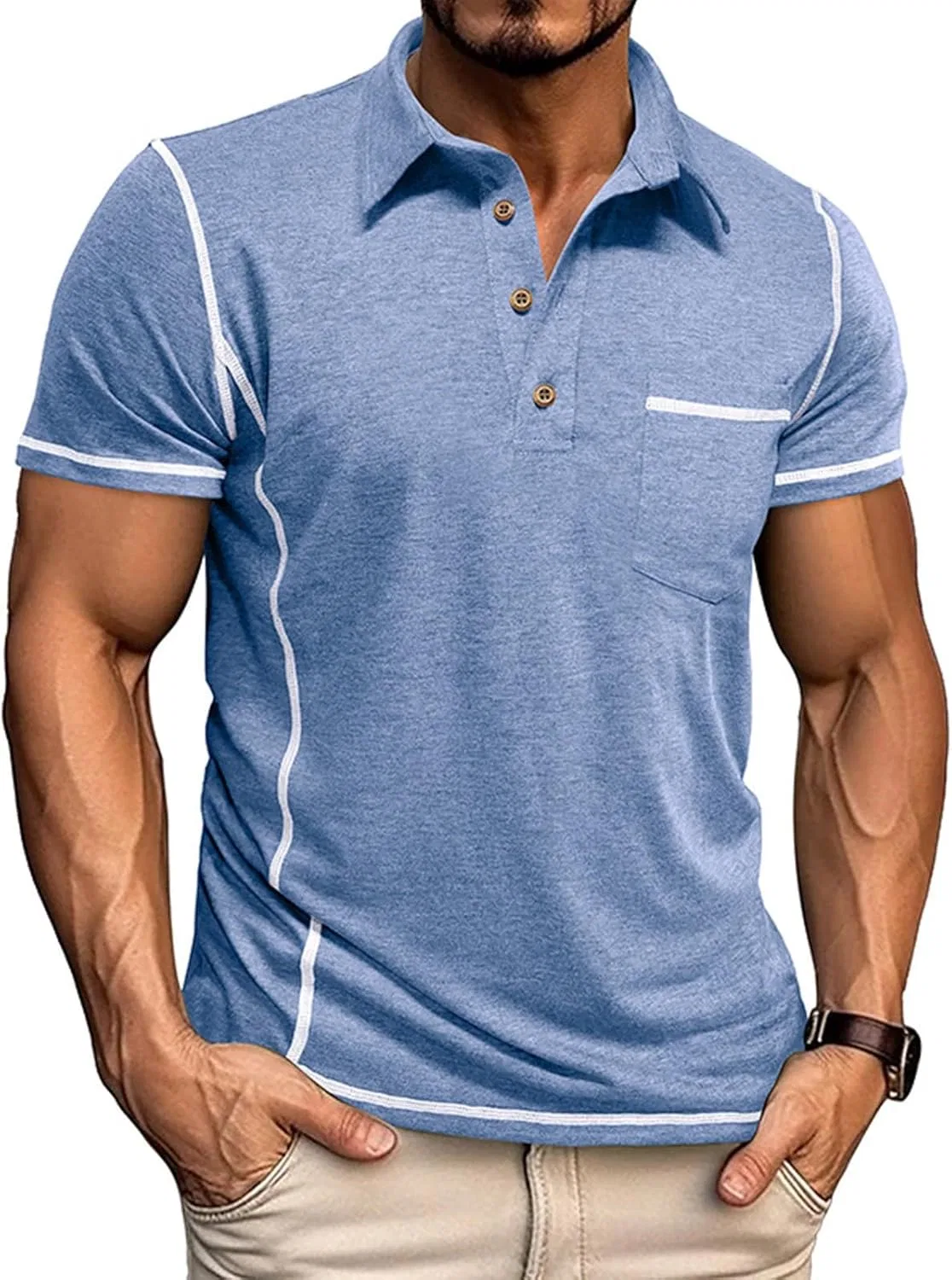 Мужская футболка поло с коротким рукавом Athletic, Light Blue