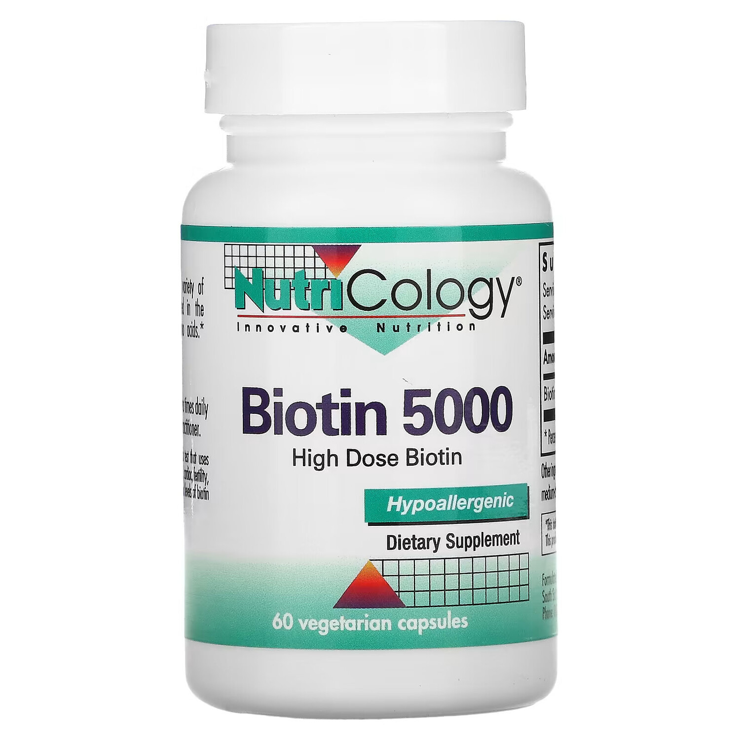 

Nutricology, Биотин 5000, 60 вегетарианских капсул