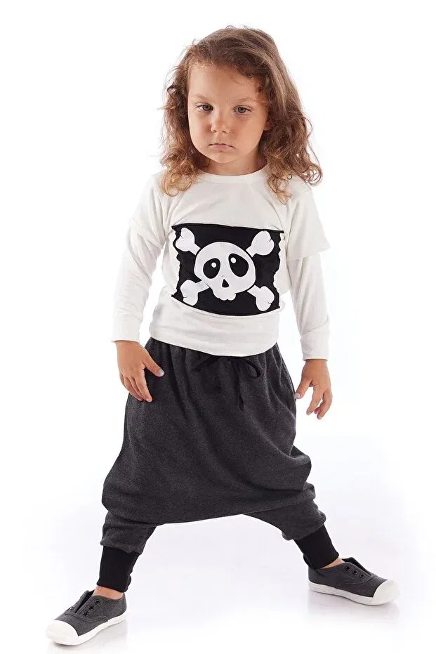 Детская футболка с длинным рукавом Baby Skull Patch Colorinas, Ecru — фото 4