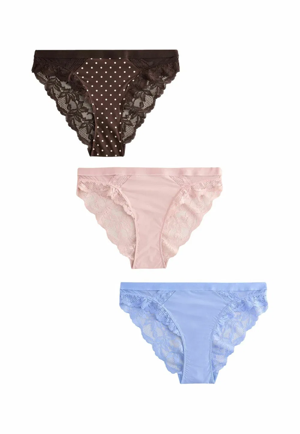 Трусики стандартного кроя, комплект из 3 штук Next, Chocolate Spot Blue Pink