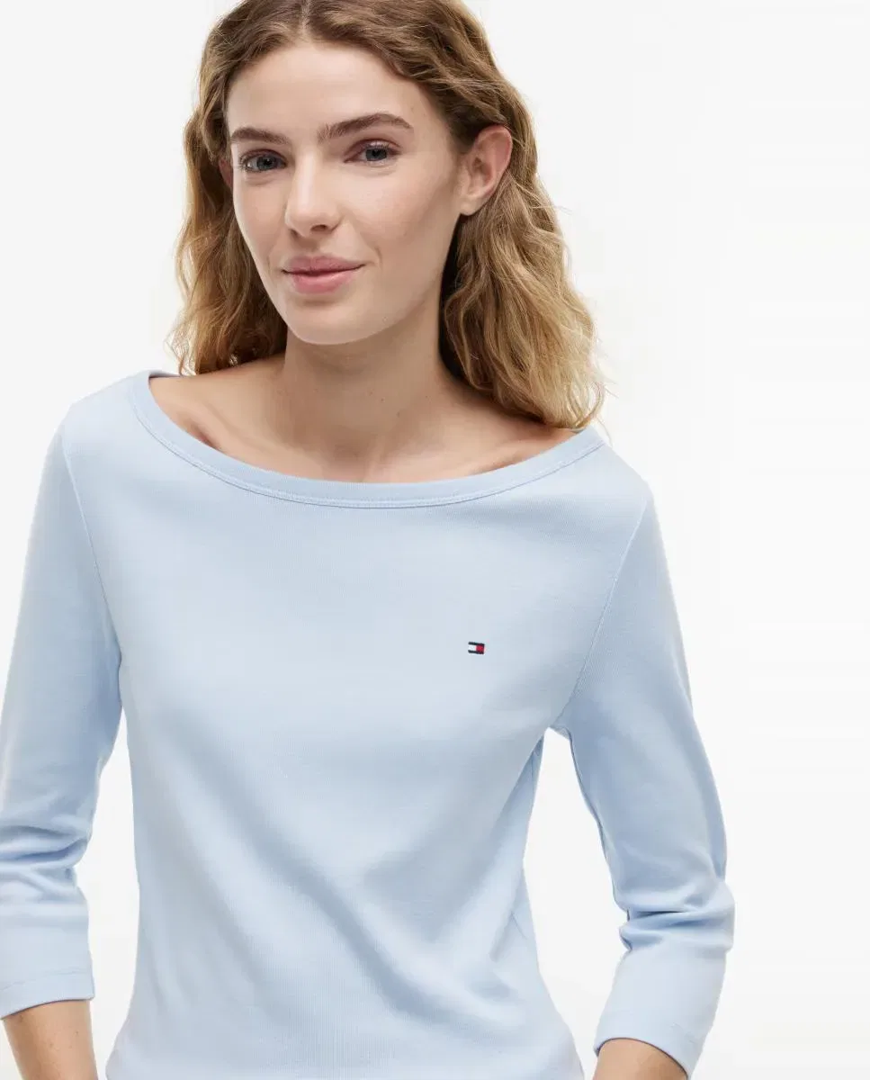 Женская футболка с рукавом 3/4 Slim Cody Tommy Hilfiger, Azul Claro — фото 3