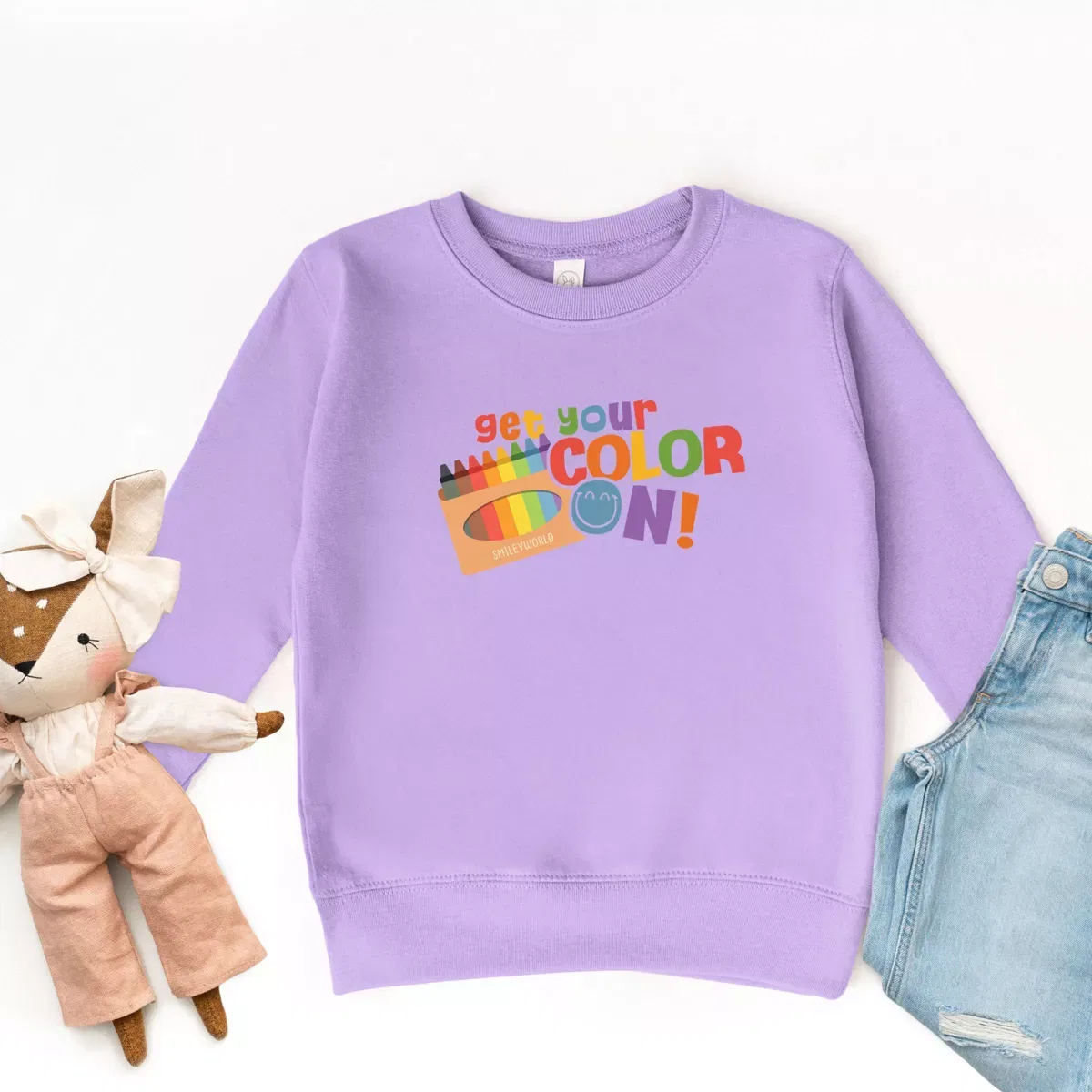 Детский свитшот для девочек с принтом SmileyWorld Get Your Color On! The Juniper Shop, Lavender — фото 3