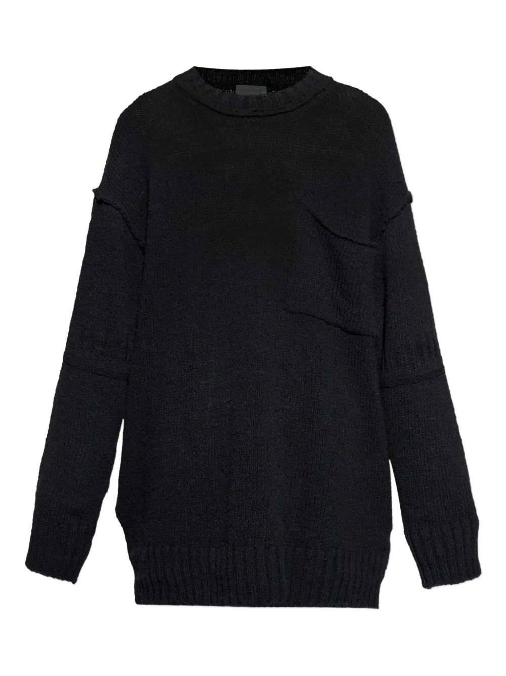 

Свитер с нагрудным карманом и бахромой Yohji Yamamoto, черный