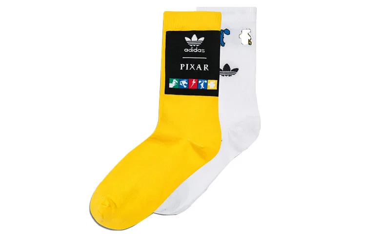Носки спортивные с принтом, комплект из 2 пар, Adidas Originals, White/Yellow