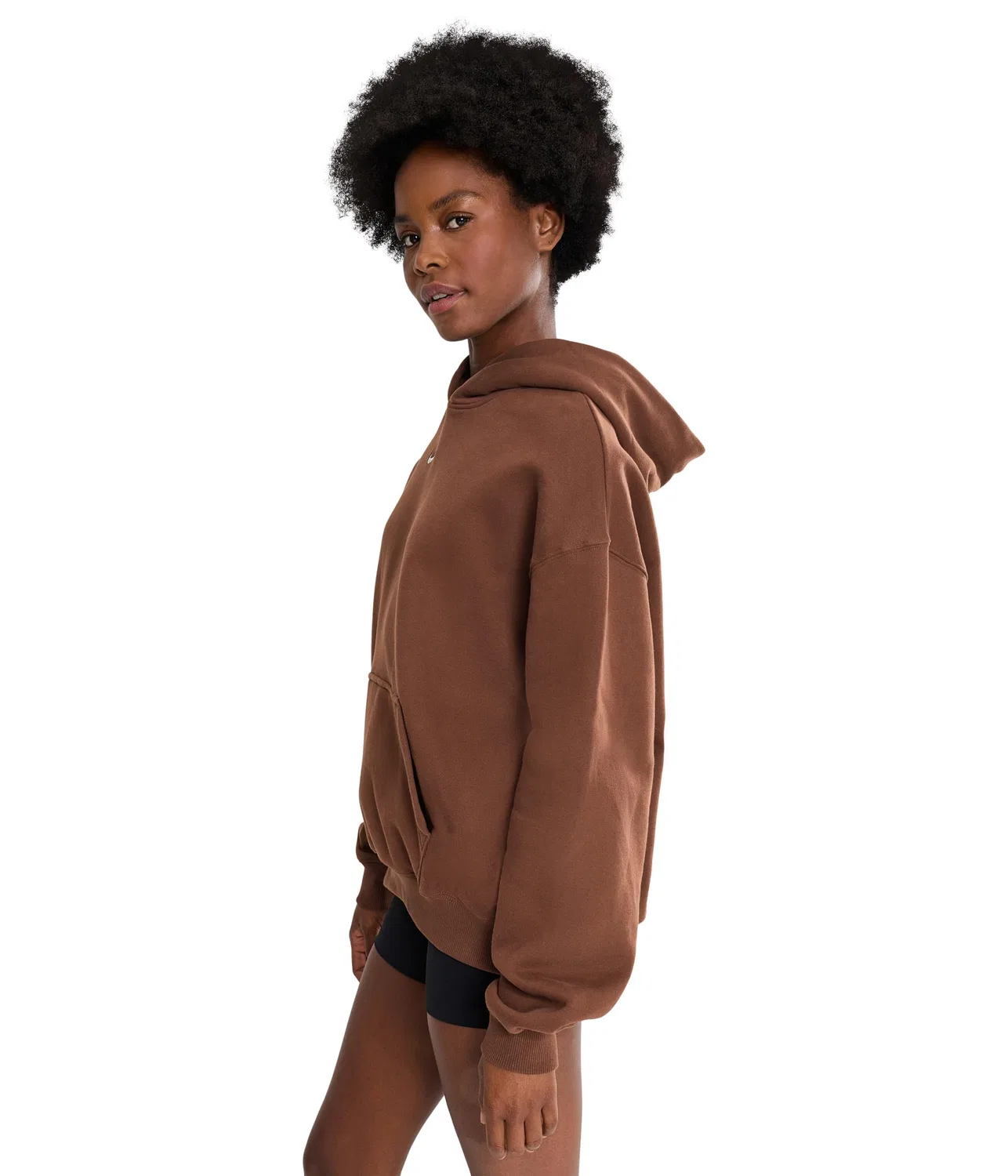 Толстовка с капюшоном Studio Fleece средней плотности, свободного кроя. Nike, Cacao Wow/Sail — фото 3