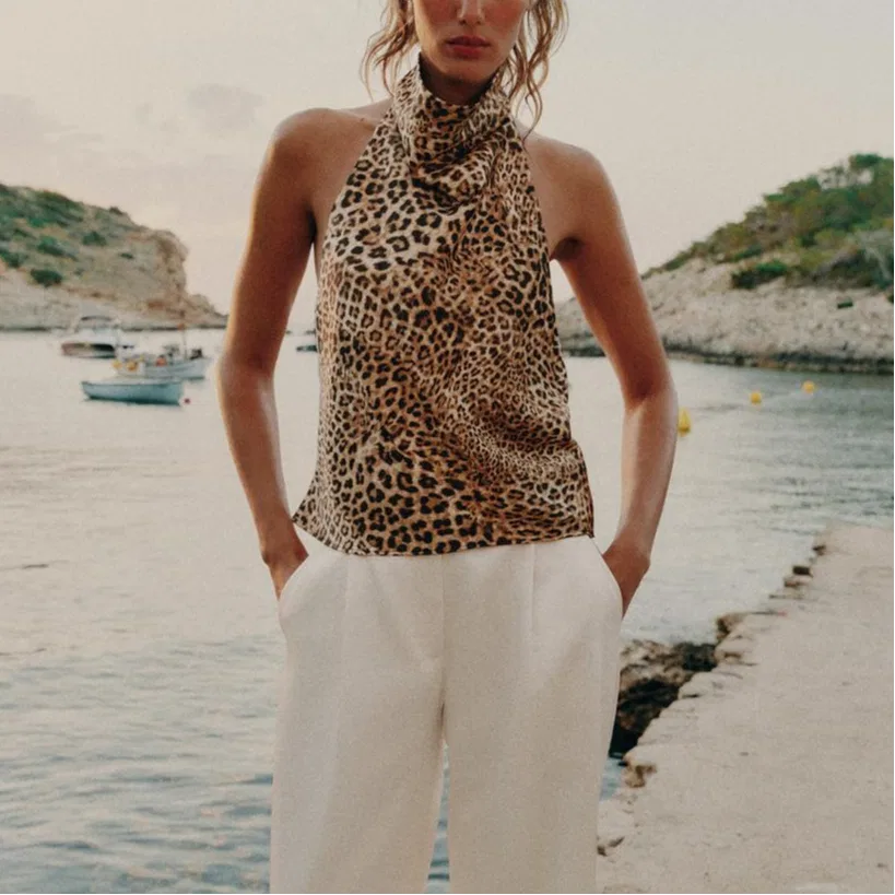 Женский топ-майка с принтом леопарда Leopard Print ZARA, Leopard Print — фото 4