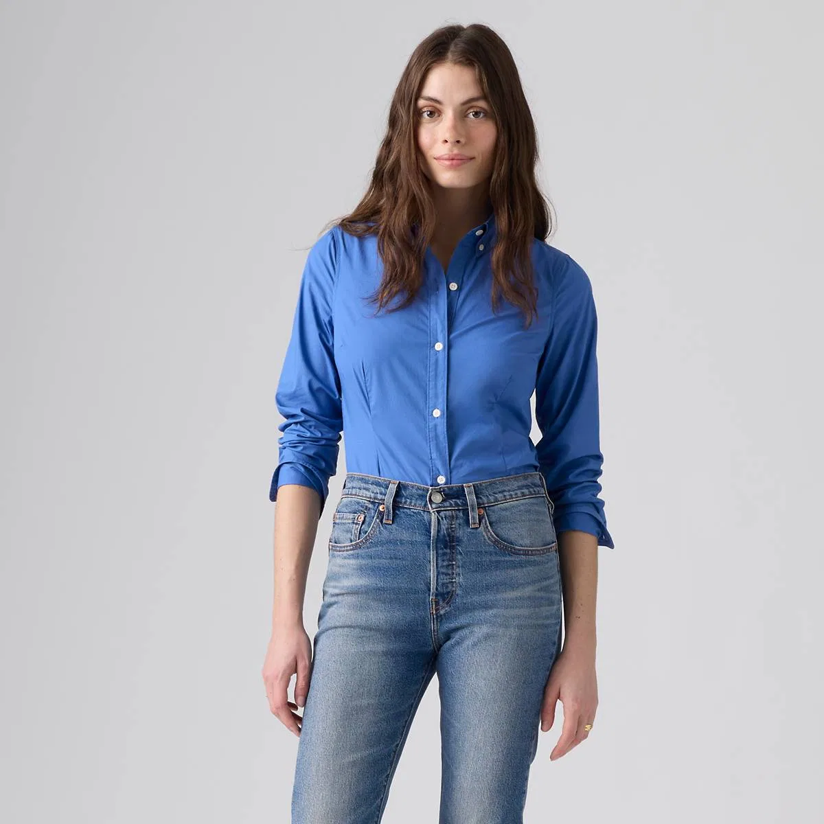 Узкая рубашка из поплина на пуговицах Levi's, Delft - Blue — фото 3