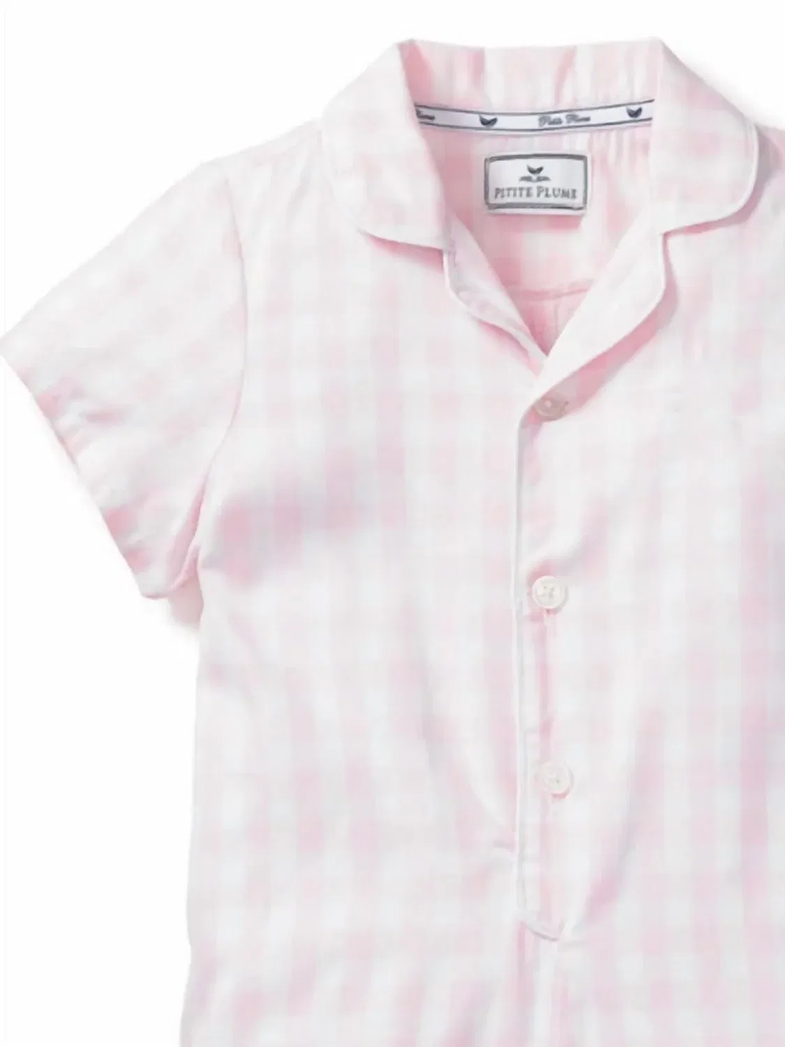 Детский боди-комбинезон из льна с принтом в клетку Twill Summer Romper Petite Plume, Pink Gingham — фото 2