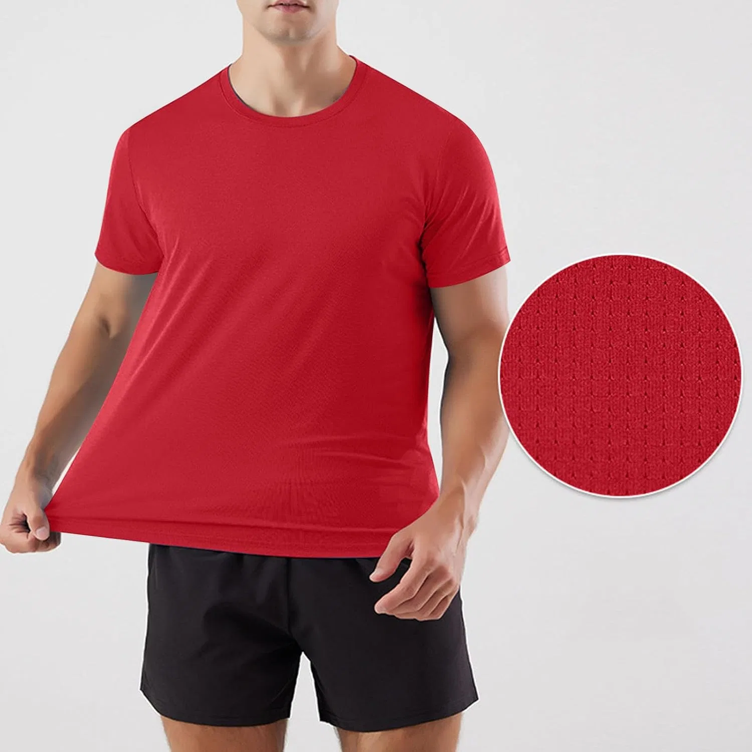 Мужская спортивная футболка с сетчатой тканью Generic, Red — фото 2