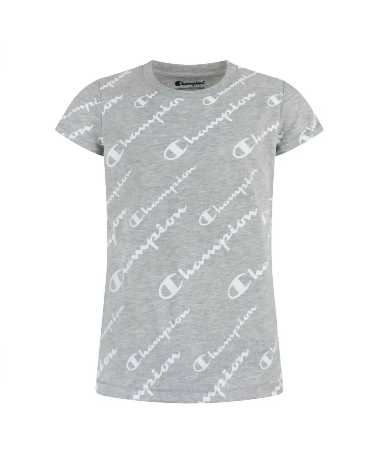 Детская футболка для девочек с принтом Script All Over Print Champion, Oxford Heather