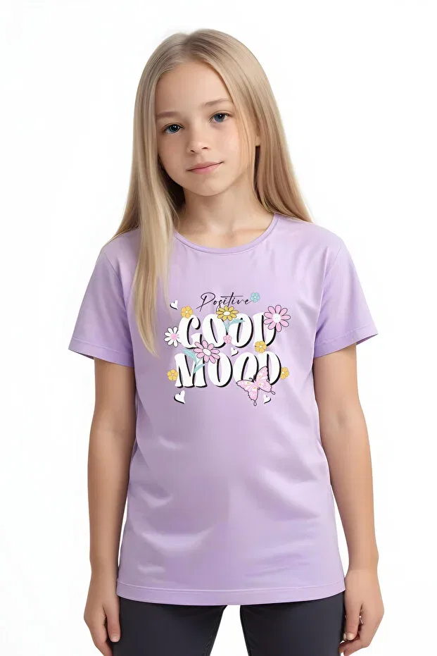 Детский комплект футболок для девочек с принтом Panda Power Girls Fyk Collection, Lilac-Orange-Cream-Salmon-Yellow — фото 2