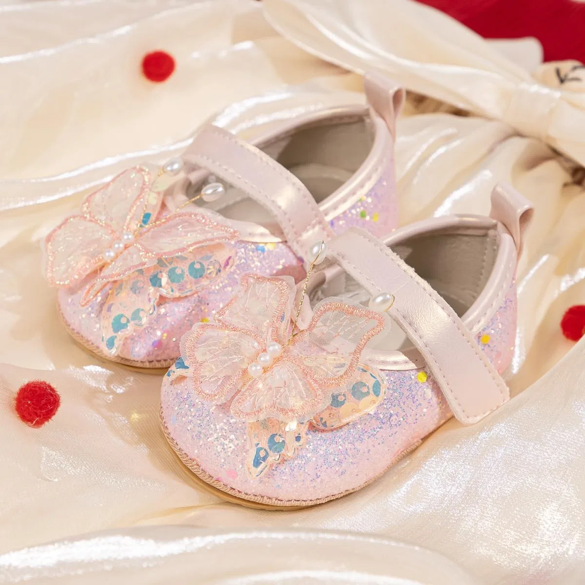 Детские туфли Мэри Джейн для девочек с бантом HsdsBebe, Pink — фото 4