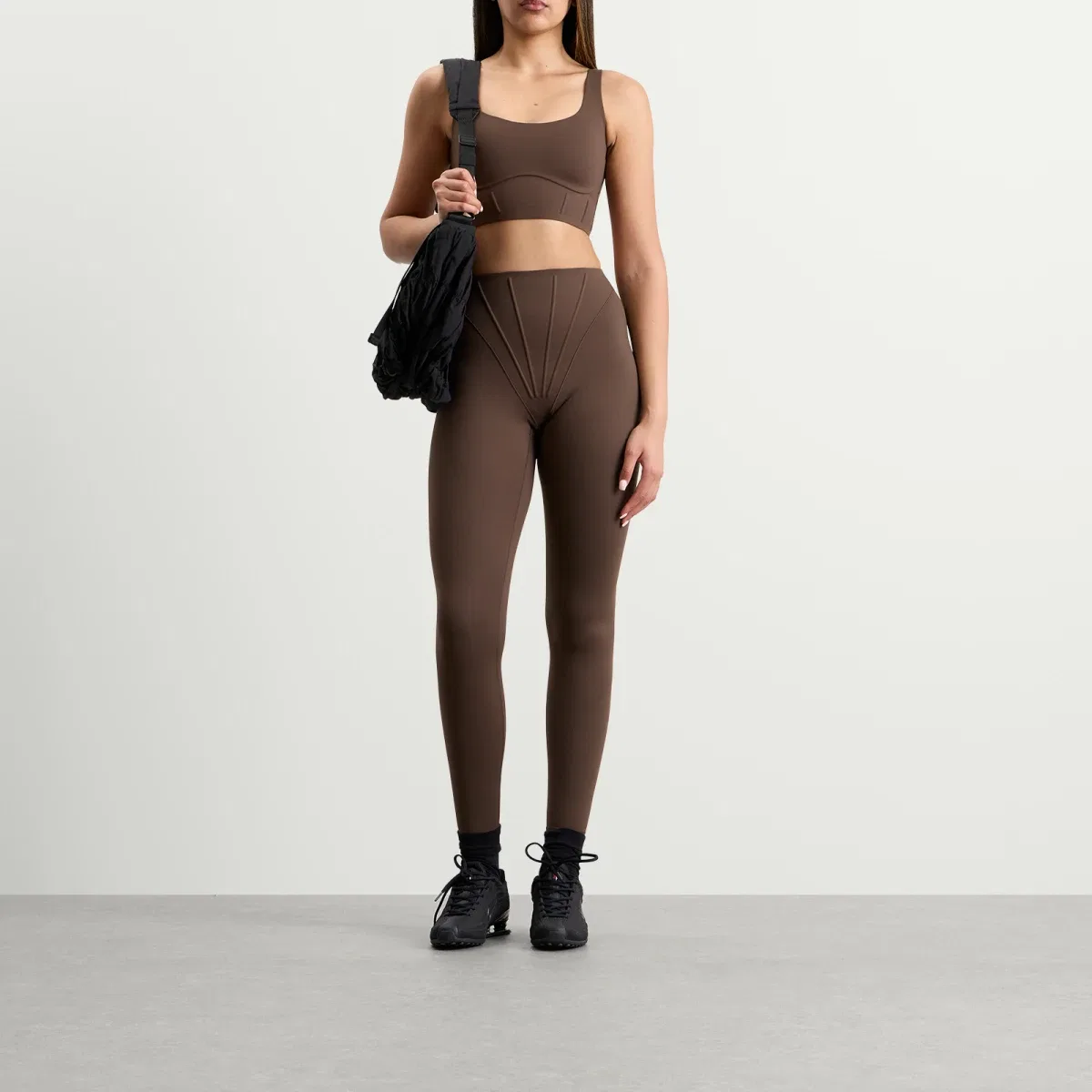 Бюстгальтер длинный корсетного кроя X Skims Matte Corset Longline Bra Nike, Dark Sepia — фото 4