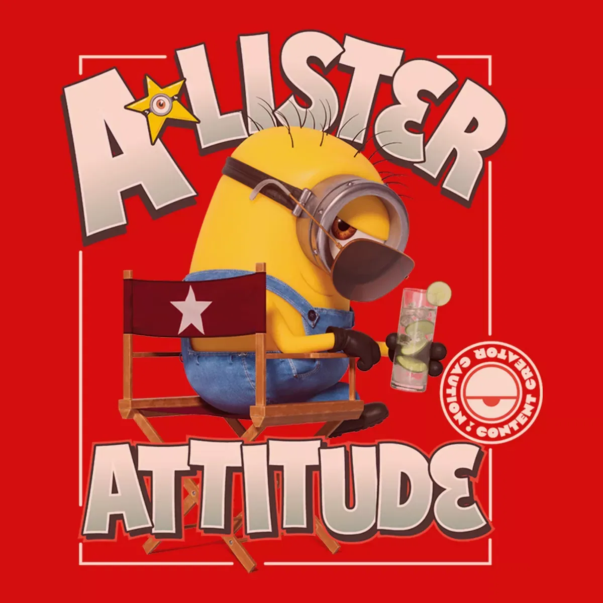 Детское графическое футболка с принтом A Star Lister Attitude Minions, Red — фото 2