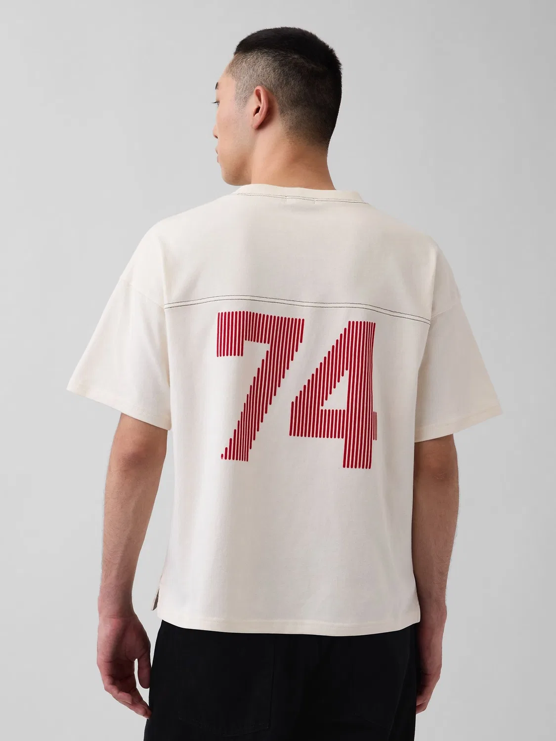 Футболка Oversized Gap x OuiGap Heavyweight Boxy Logo, Cream — фото 2