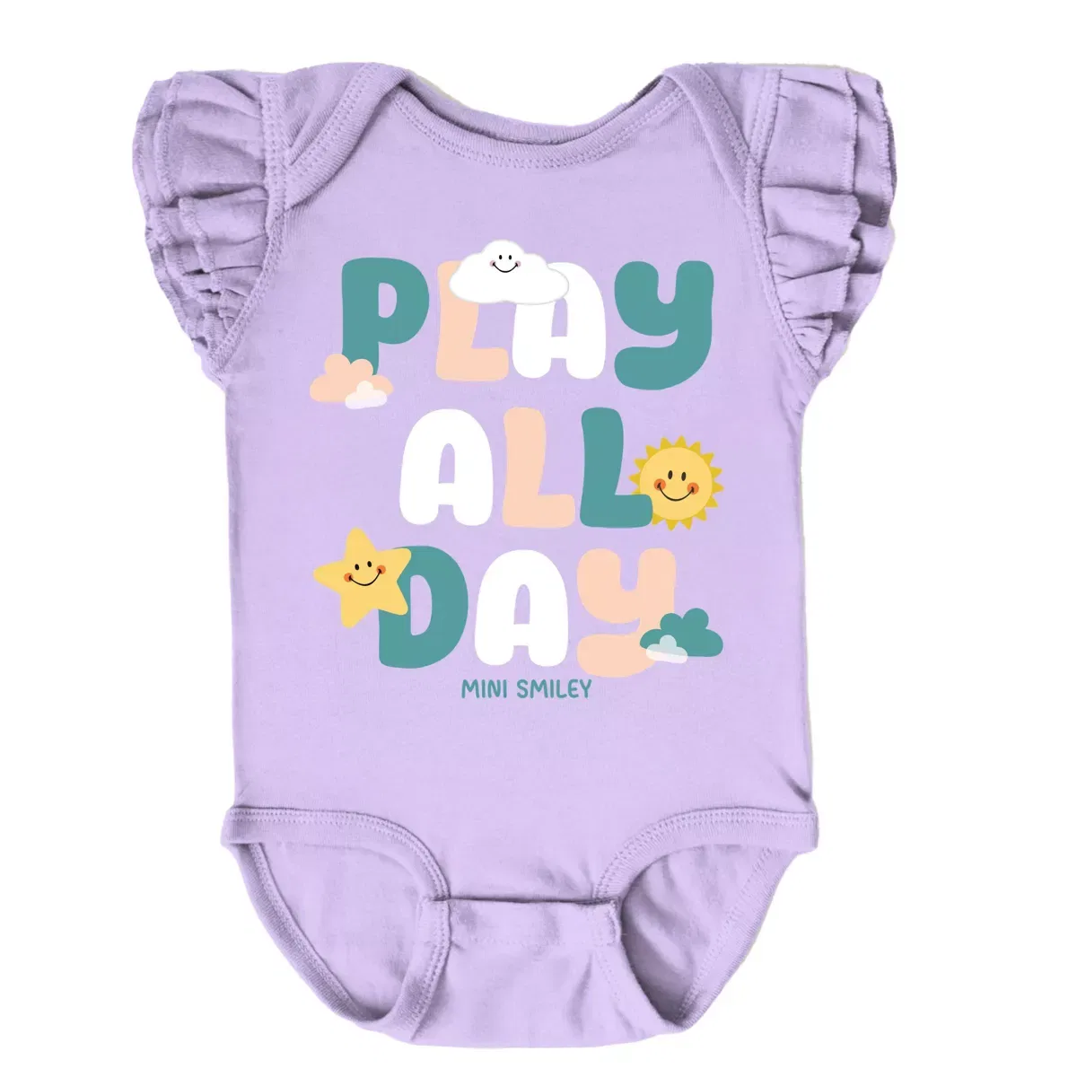 Детское боди для девочек с принтом Mini Smiley Play All Day The Juniper Shop, Lavender