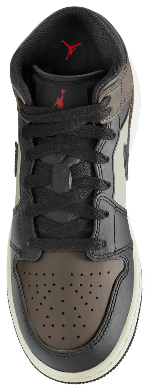 Детские баскетбольные кроссовки с высоким берцем AJ 1 Mid Jordan, Univ Red/Black/Phantom — фото 3