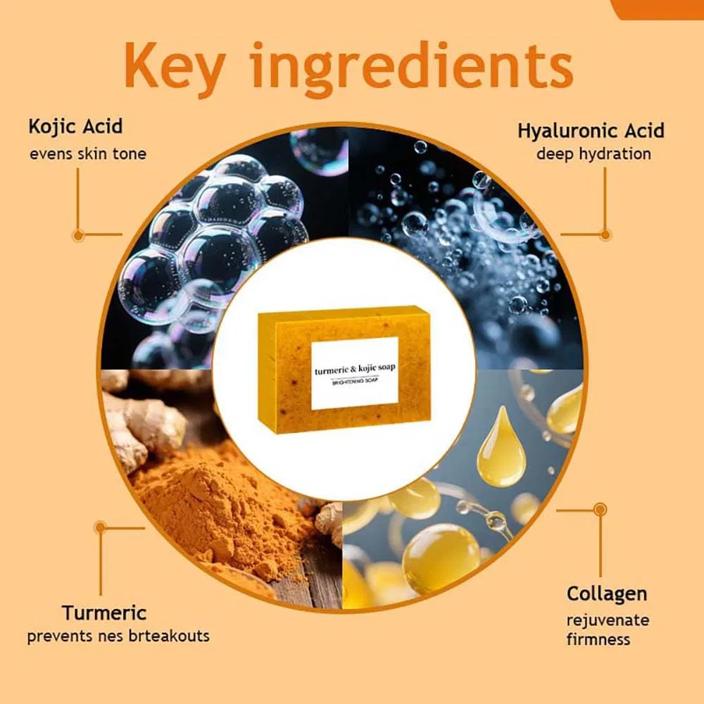 Твердое мыло Turmeric Kojic Acid Soap, Pack of 3, 100 г, Ginger Generisch — фото 2