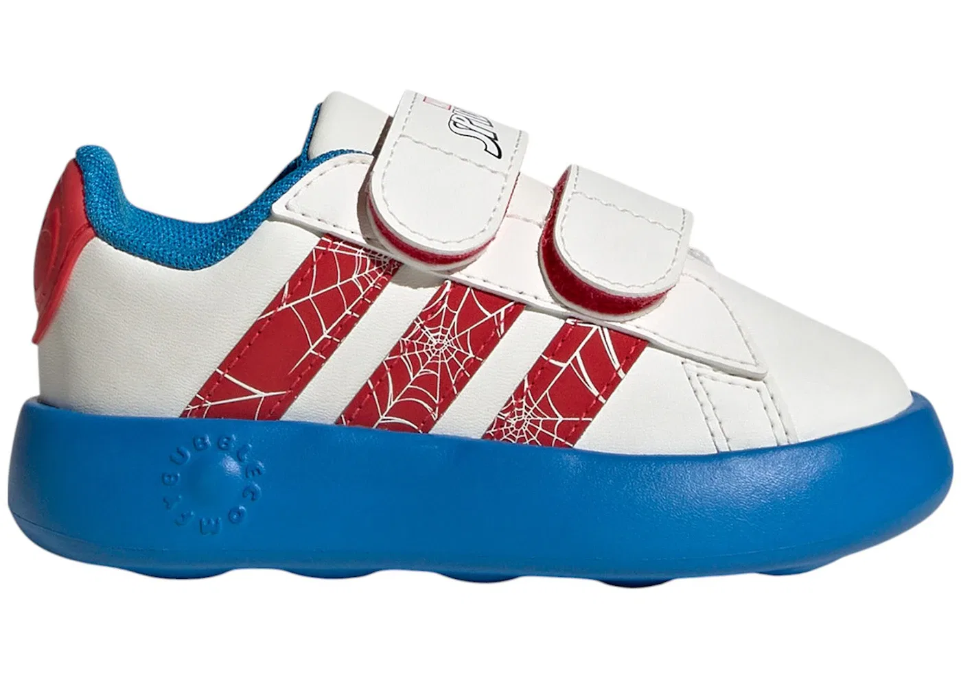 Детские кроссовки с принтом Spider-Man Adidas Grand Court, Cloud White Pure Ruby Bright Blue