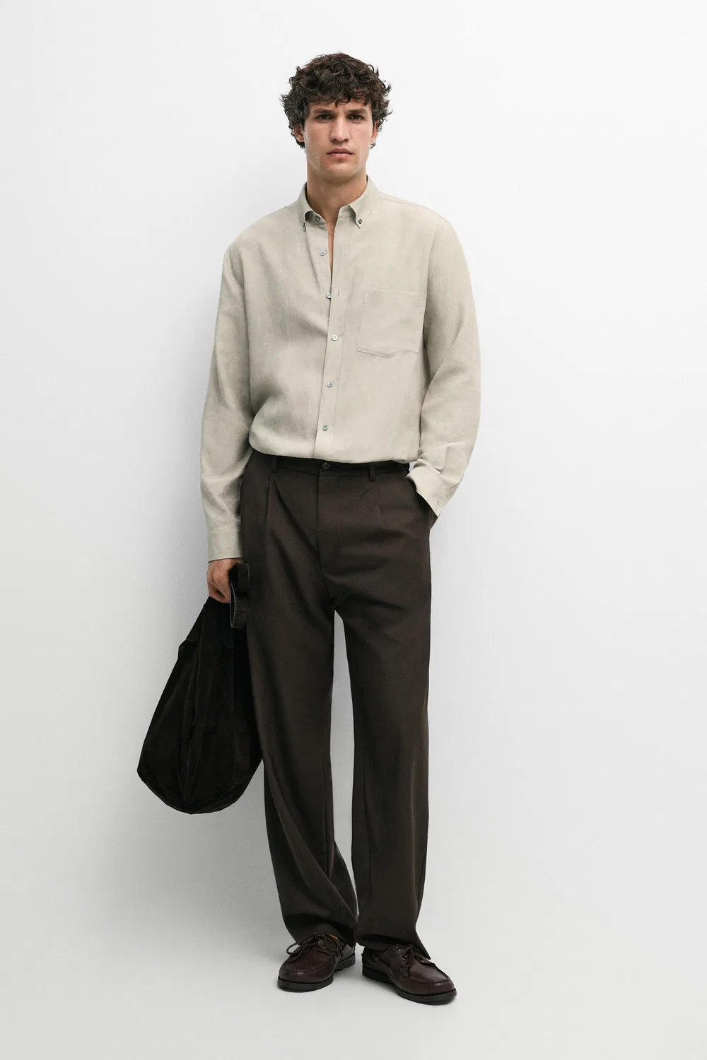 Брюки Massimo Dutti 100% Wool Relaxed Fit , коричневый — фото 3