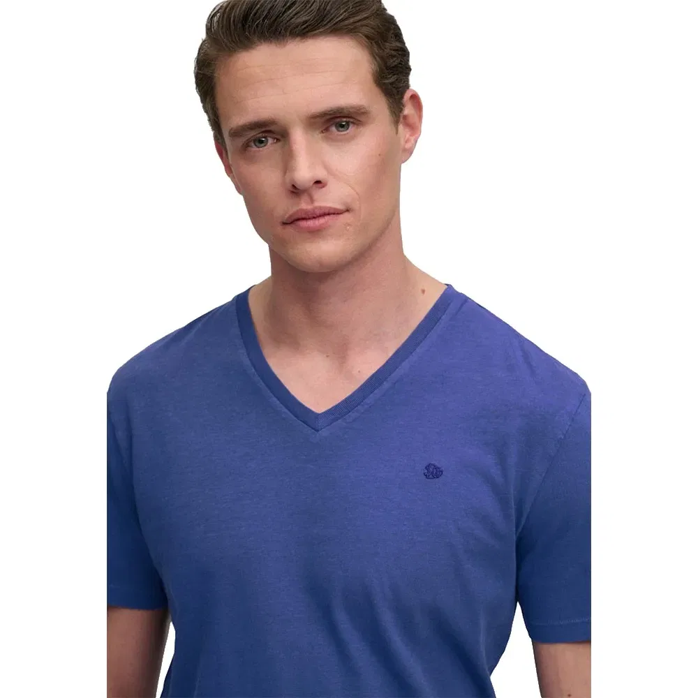Футболка с v-образным вырезом Classic Cotton Linen Vee Superdry, синий — фото 4