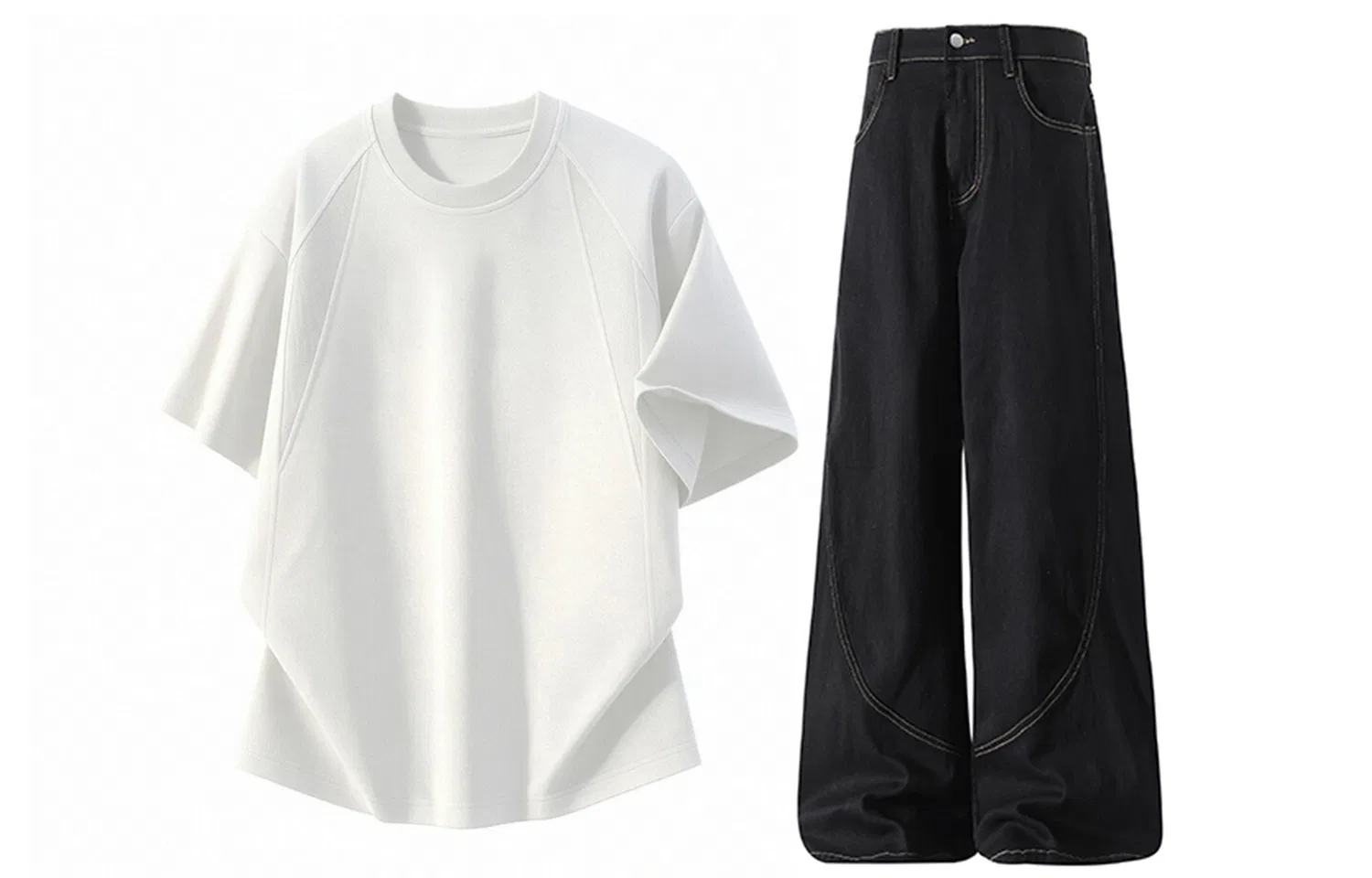 Детский комплект спортивной одежды с круглым вырезом Casual Sportswear GWAF, Белый/Черный