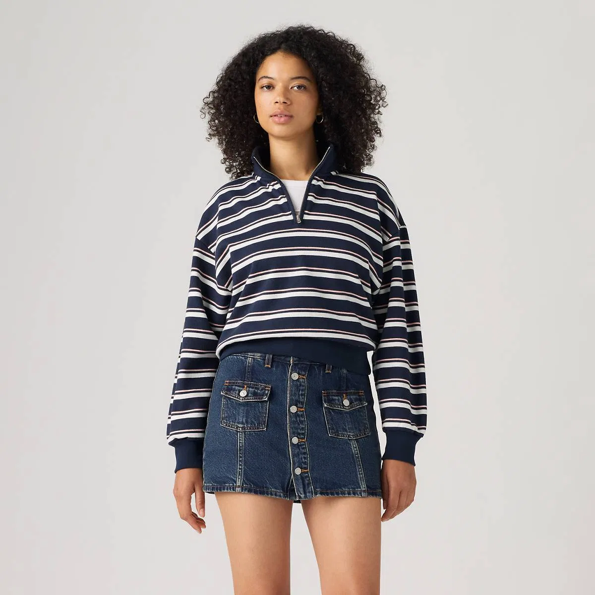 Повседневная толстовка на молнии до середины груди Levi's, Powder Pink - Blue — фото 3