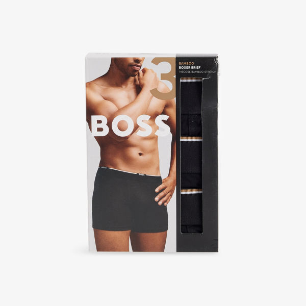 

Брендированные боксеры с поясом, 3 штуки, из бамбукового джерси Boss, черный