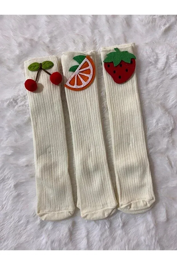 Детские носки для девочек с рисунком Portakal Bebek, Red Cherry-Orange-Strawberry