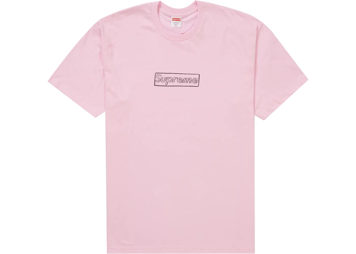 Мужская футболка с принтом KAWS Chalk Logo Supreme, Light Pink