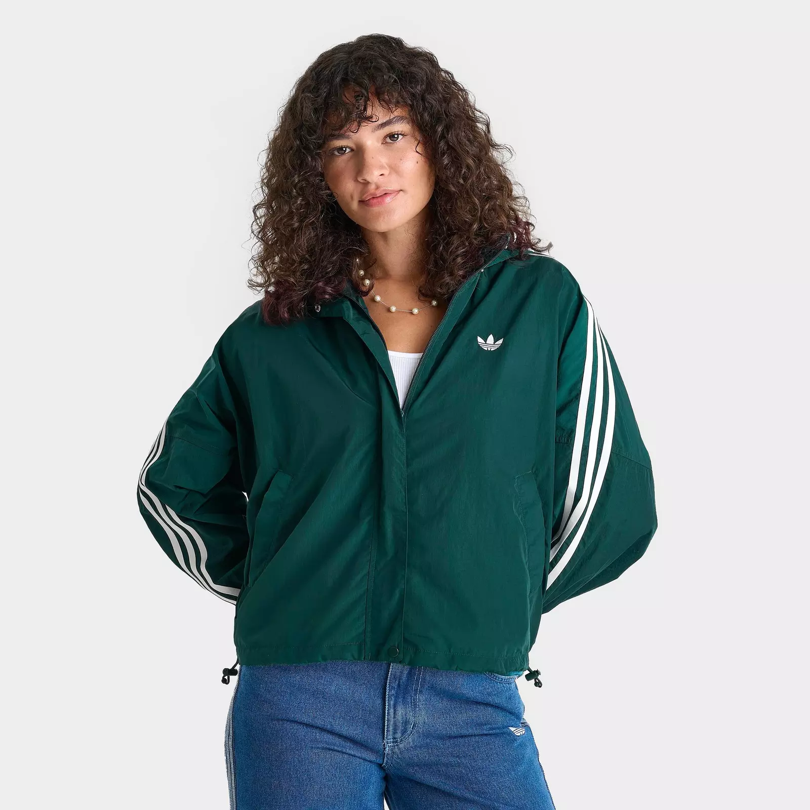 

Куртка Women's adidas Originals adicolor 3-Stripes Woven Windbreaker, зеленый