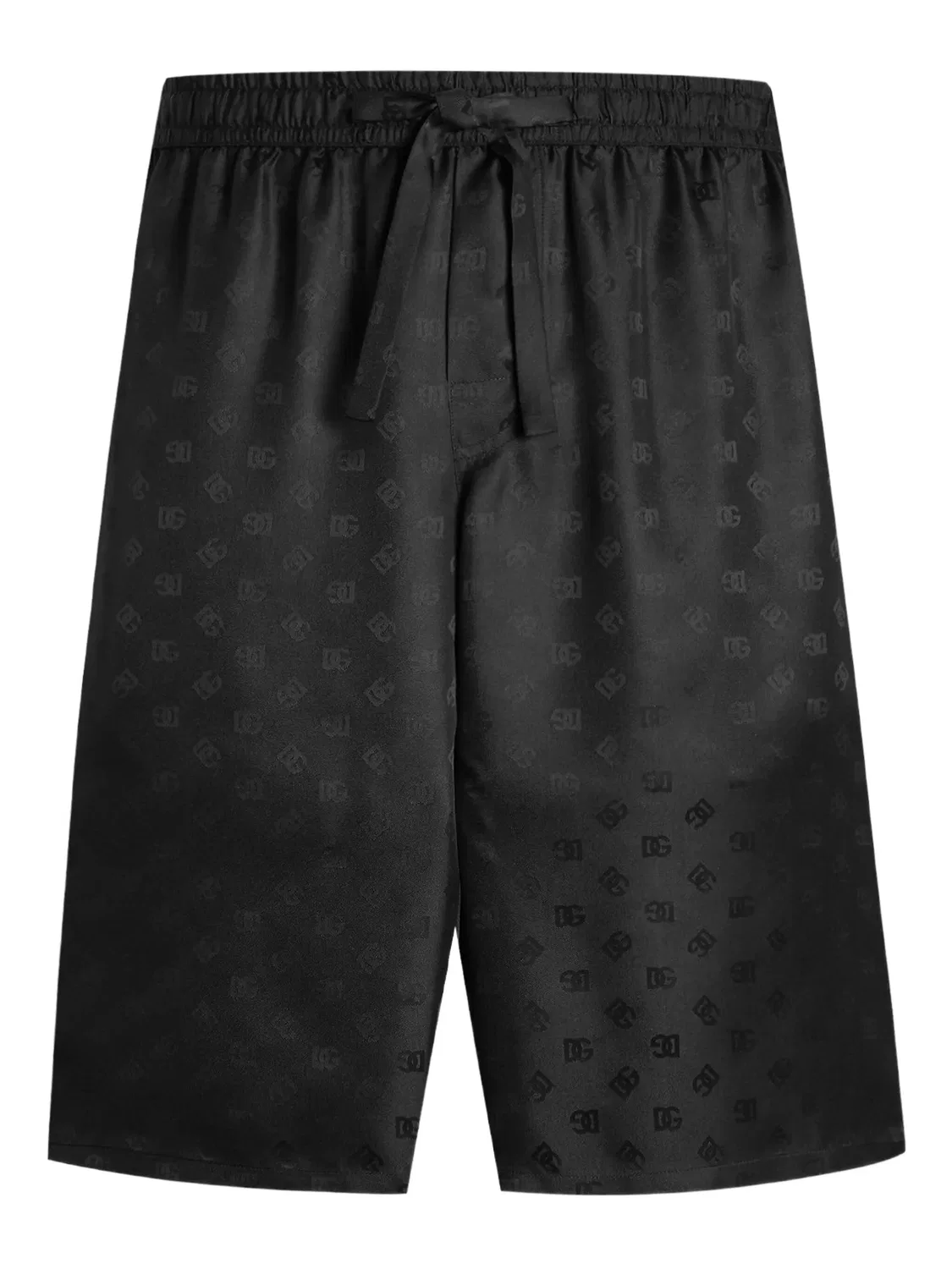 Шорты из шелка с жаккардовым логотипом Dolce & Gabbana, черный