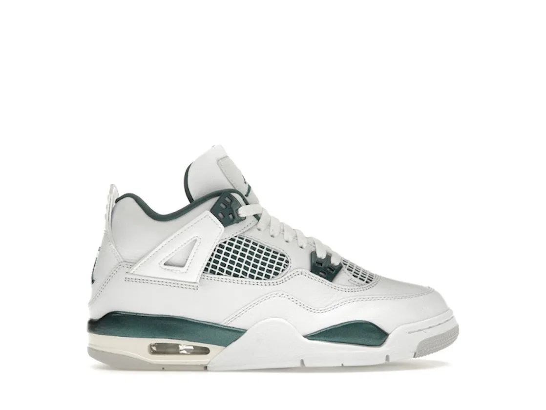 Детские кроссовки для мальчиков с премиальными материалами Jordan 4 Retro Jordan, White/Oxidized Green/White/Neutral Grey