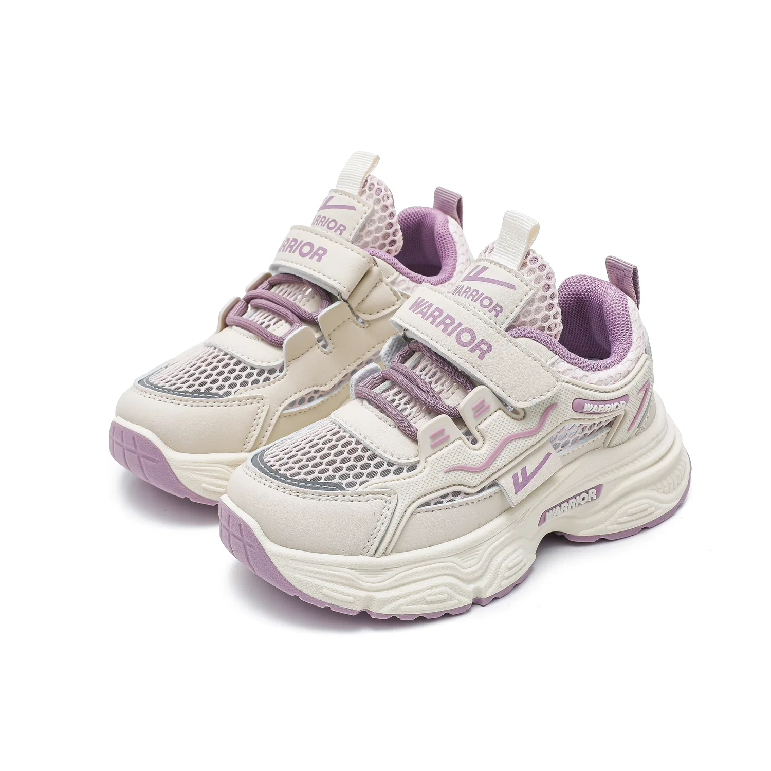 Детские кроссовки для девочек с сетчатым верхом White Pink WARRIOR — фото 4