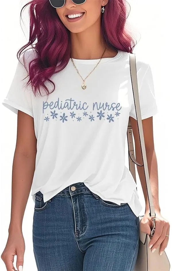 Футболка с принтом Pediatric Nurse Generic, Sky Blue — фото 3