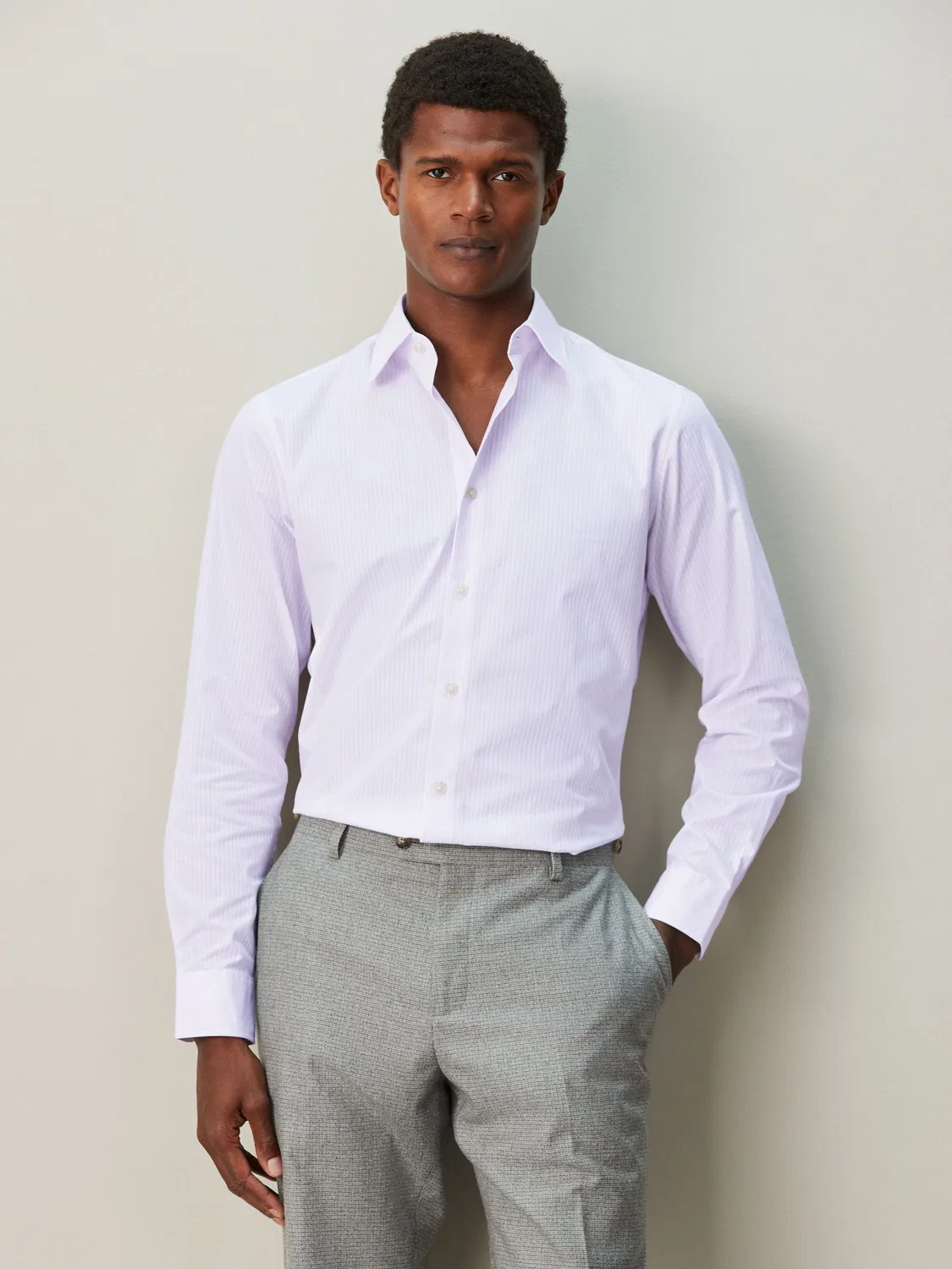 Рубашка формальная с длинным рукавом, Slim Fit, Pink Stripe Next, розовый в полоску