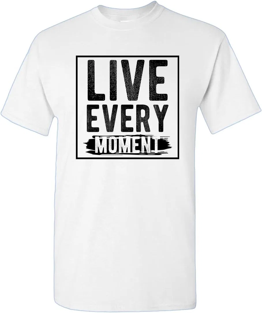 Мужская футболка с мотивационной надписью Live Every Moment, White