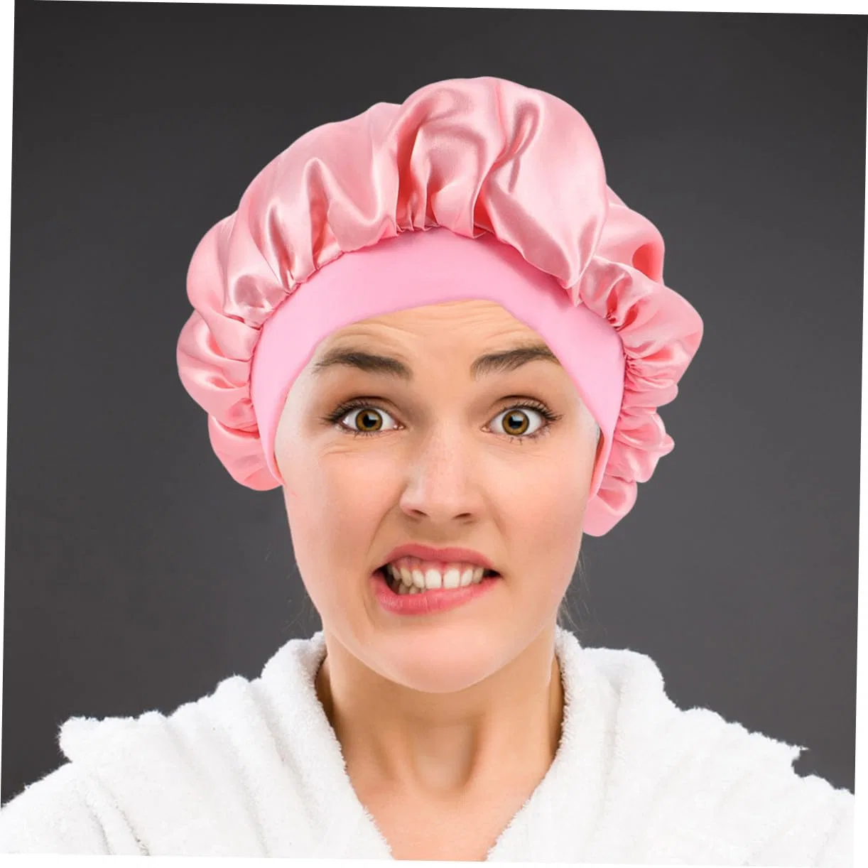 Шапочка для сна Satin Sleeping Cap с эластичным краем, COLLBATH, 32x32 см, Pink — фото 2