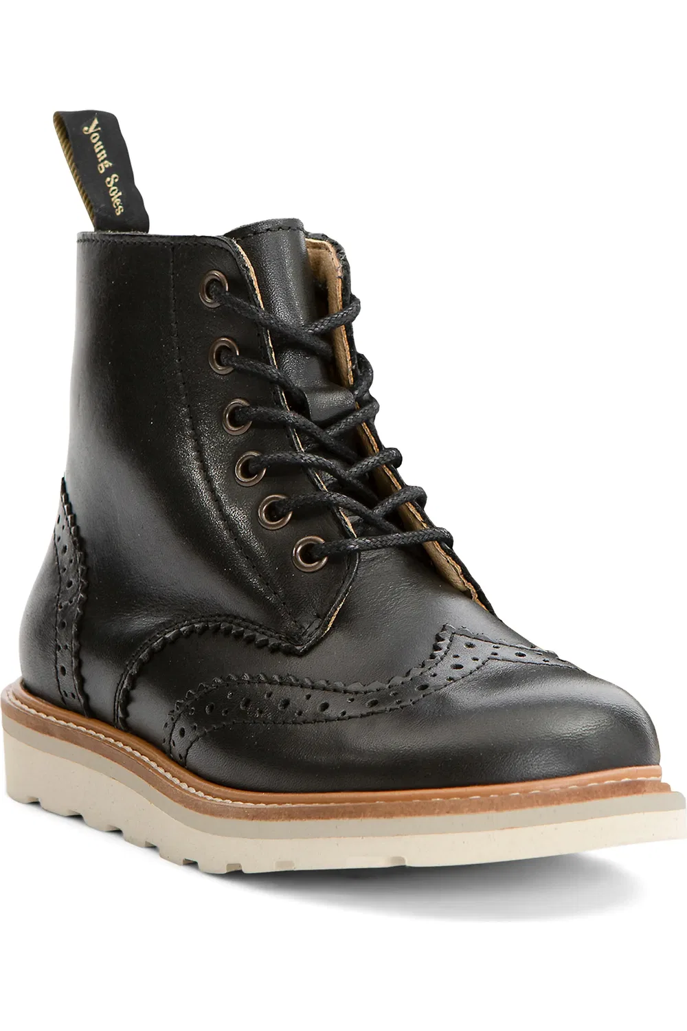 Детские ботинки броги со шнуровкой Sidney Kids Young Soles, черный