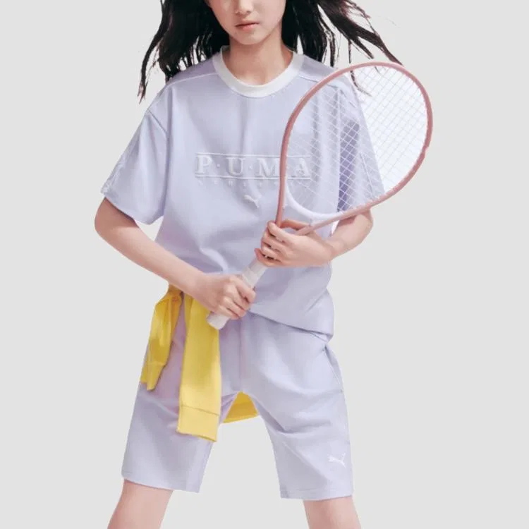 Спортивный костюм детский с круглым вырезом, тонкий, PUMA, Pink Purple — фото 3