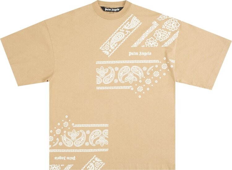 

Футболка Palm Angels Bandana Print Tee 'Beige', кремовый, Бежевый, Футболка Palm Angels Bandana Print Tee 'Beige', кремовый