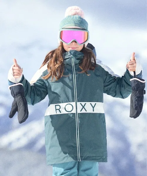 Детская куртка для девочек с принтом, модель SNOWMIST GIRL JK ROXY, Green