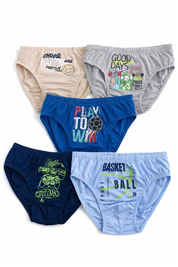 Детские трусы для мальчиков хлопковые Özkan 31801 5 pack boys' mixed color patterned cotton soft comfortable slip panties Özkan Underwear, Mixed Color — фото 3