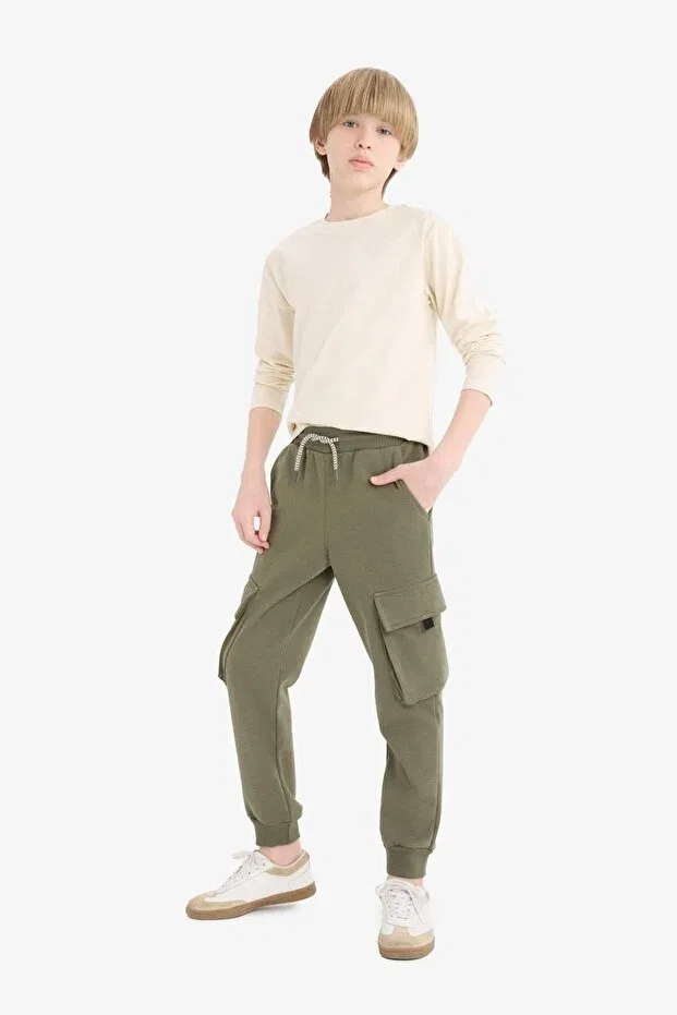 Детские спортивные штаны для мальчиков с карго-карманами Defacto, Khaki