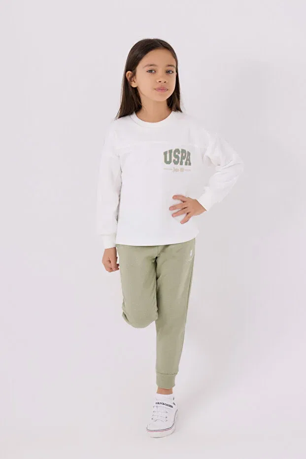 Детский спортивный костюм для девочек с принтом U.S. Polo Assn., Nude Color — фото 3