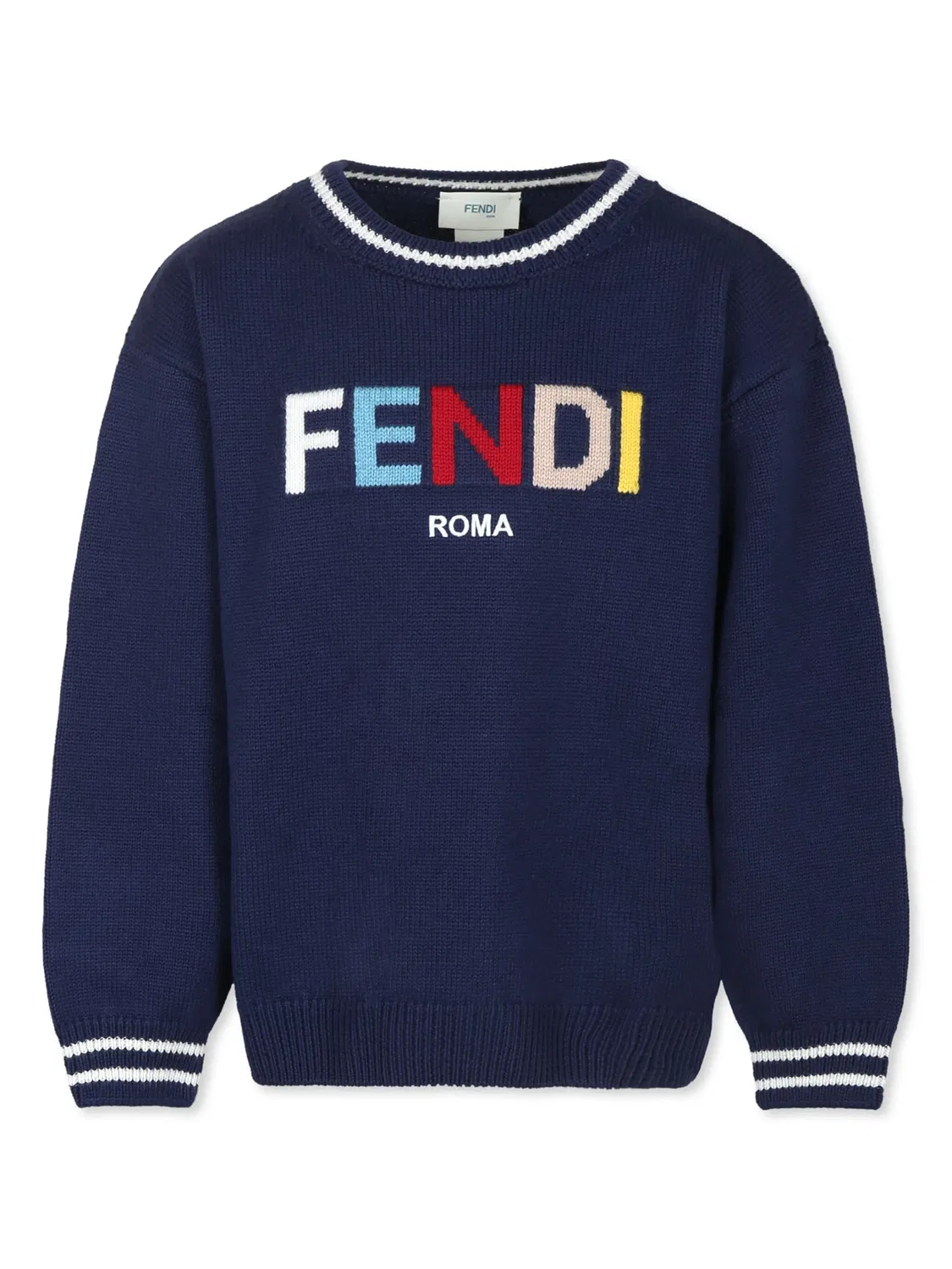 Свитер с вышитым логотипом FENDI, синий