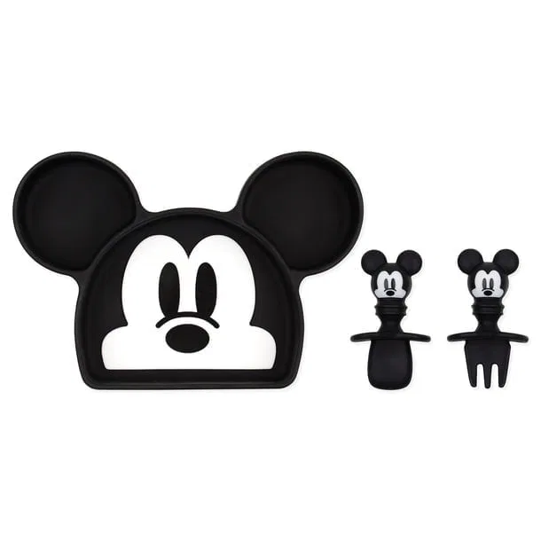 Детская тарелка силиконовая с присоской и набором столовых приборов Chewtensils, Bumkins, Mickey Mouse