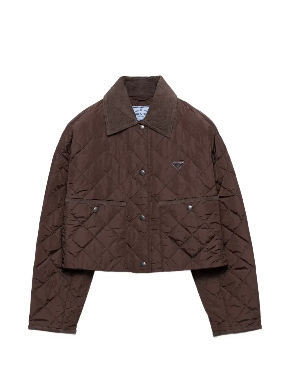 Легкая укороченная куртка-блузон из Re-Nylon Prada, коричневый